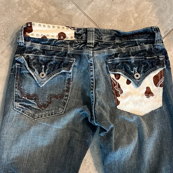 Miss Me Cow Print Denim - Picture 3 of 5